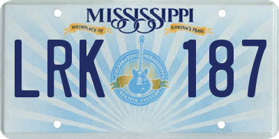 MS license plate LRK187
