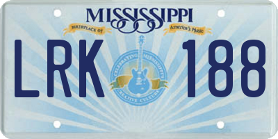 MS license plate LRK188