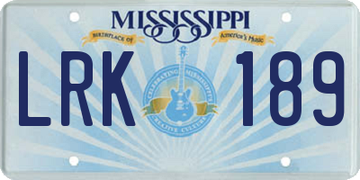 MS license plate LRK189