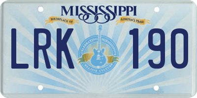 MS license plate LRK190