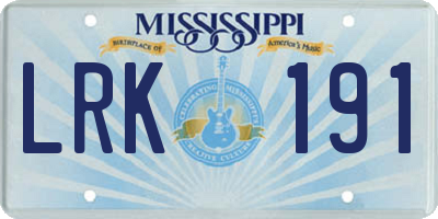 MS license plate LRK191