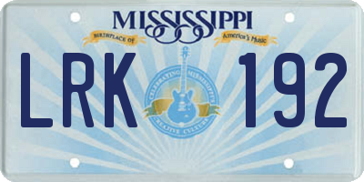 MS license plate LRK192