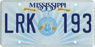 MS license plate LRK193
