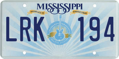 MS license plate LRK194