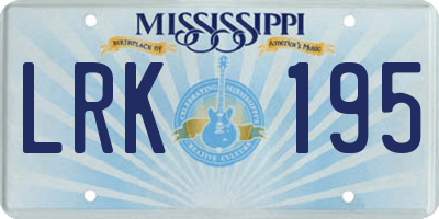 MS license plate LRK195