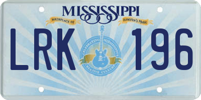 MS license plate LRK196