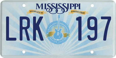 MS license plate LRK197