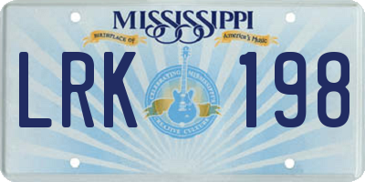 MS license plate LRK198