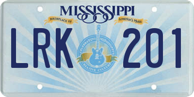 MS license plate LRK201