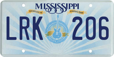 MS license plate LRK206