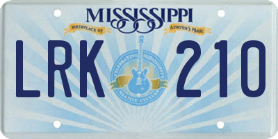MS license plate LRK210