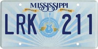 MS license plate LRK211