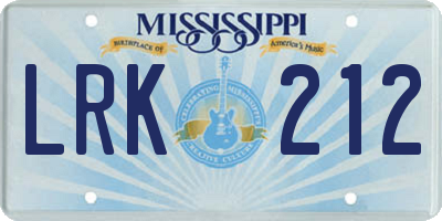 MS license plate LRK212