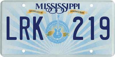 MS license plate LRK219