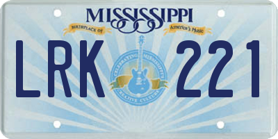 MS license plate LRK221