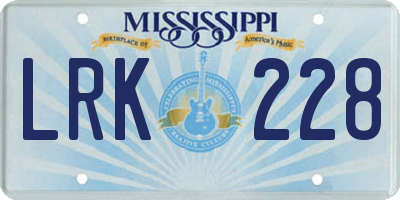 MS license plate LRK228