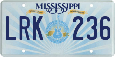MS license plate LRK236