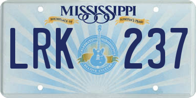 MS license plate LRK237
