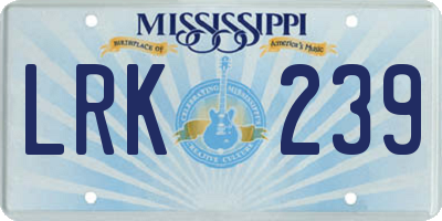 MS license plate LRK239