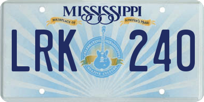 MS license plate LRK240