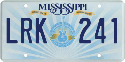 MS license plate LRK241