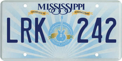 MS license plate LRK242