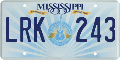 MS license plate LRK243