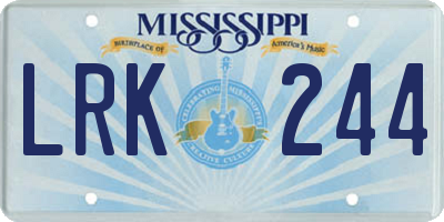 MS license plate LRK244