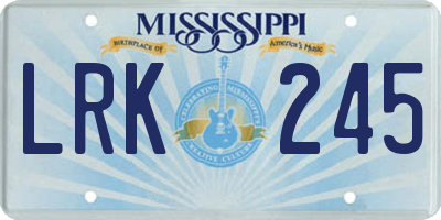 MS license plate LRK245