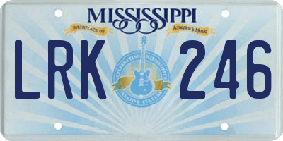 MS license plate LRK246