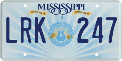 MS license plate LRK247