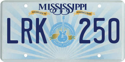 MS license plate LRK250