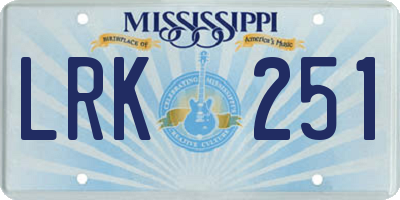 MS license plate LRK251