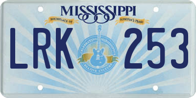 MS license plate LRK253