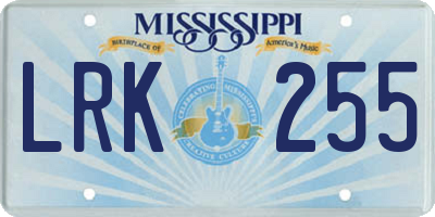 MS license plate LRK255