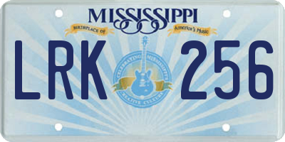 MS license plate LRK256