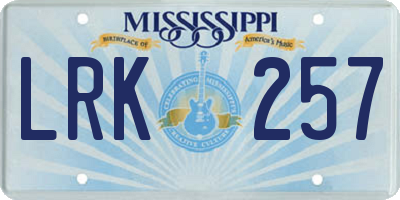 MS license plate LRK257