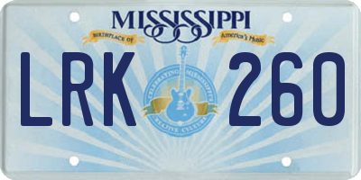 MS license plate LRK260