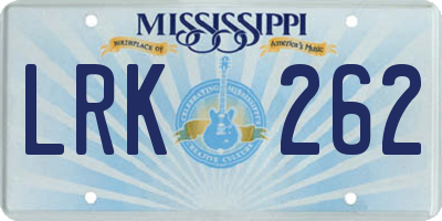 MS license plate LRK262