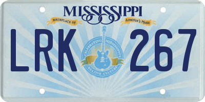 MS license plate LRK267