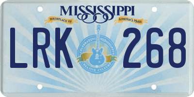 MS license plate LRK268
