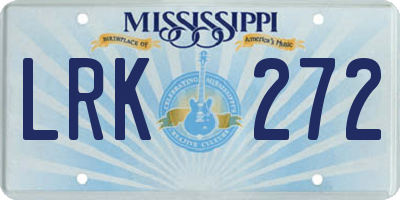 MS license plate LRK272