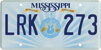 MS license plate LRK273