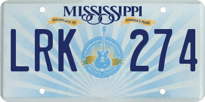 MS license plate LRK274