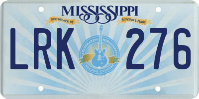 MS license plate LRK276