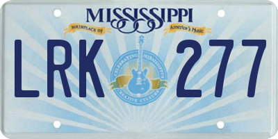 MS license plate LRK277