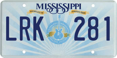 MS license plate LRK281