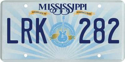 MS license plate LRK282
