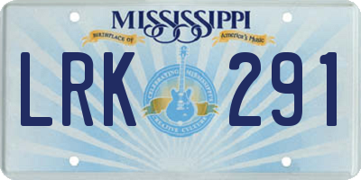 MS license plate LRK291