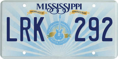 MS license plate LRK292